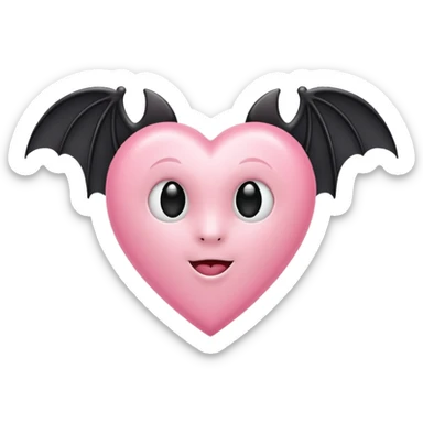 Light pink heart with a black bat sticker