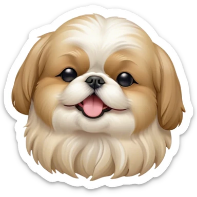 Cinematic Cute Yawning Shih Tzu Portrait Emoji, Head gently tilted with an irresistibly cute yawn and sleepy, half-closed eyes, showcasing a luxurious, fluffy fur in gentle pastel tones, simplified yet endearingly detailed, glowing with a soft, drowsy radiance, high shine, exuding tender, sleepy charm, styled with a delicate, soft glowing outline, capturing the essence of a Shih Tzu caught in a moment of adorable, sleepy bliss! sticker