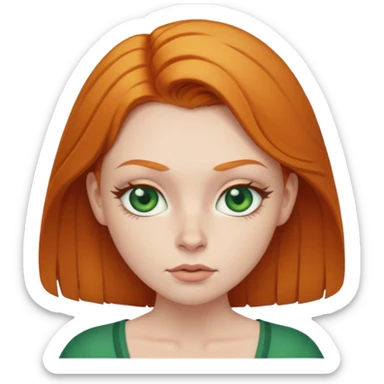 pale ginger baddie with big boobs, ginger eyebrows, green eyes sticker