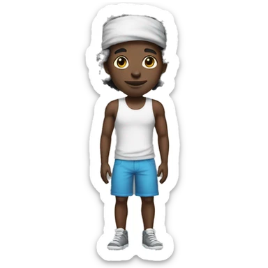 full body black afro guy with headband sticker