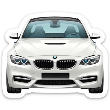 fancy white BMW car driving towards right side sticker