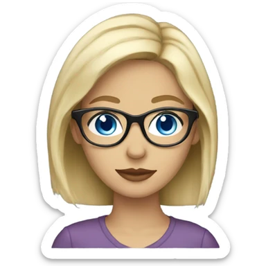 Beautiful blonde woman with blue eyes, side profile wearing glasses  sticker