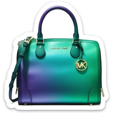Realistic metallic purple blue green ombre Michael kors satchel purse.  sticker