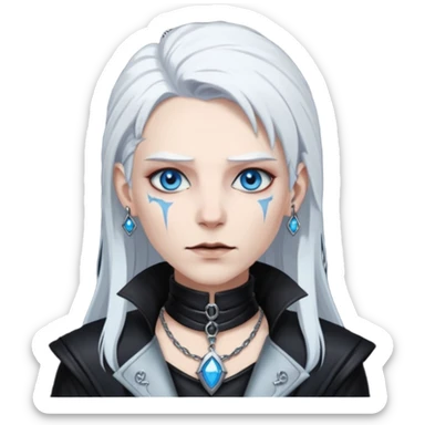 necromancer with black leather outfit white hair sticker