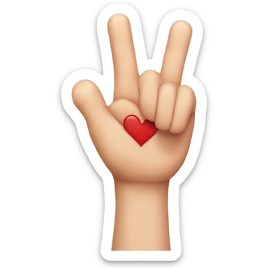 thumb and middle finger crossing to form fingerheart
 sticker