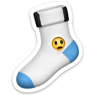 minimal emoji, white sock, hole at big toe, slightly frayed edges sticker
