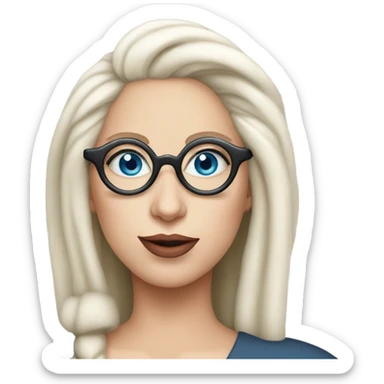 Real lady-gaga-sing-blue eyes- wearing glasses: sticker