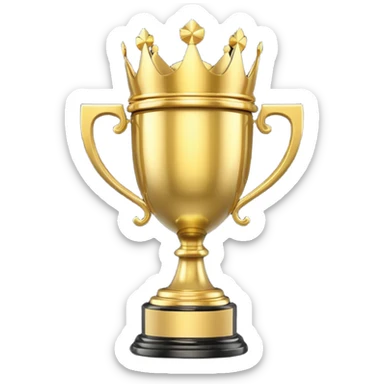 Win Emoji

Glossy 3D showing a gold trophy with a small crown, glowing effect, black and gold theme. sticker