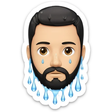Man with black beard that is dripping wet sticker