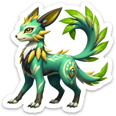  Exotic Ivy Meloetta-Zygarde-Zeraora-Renamon-Protogen-Palkia-hybrid-fusion-Fakémon-creature, full body sticker