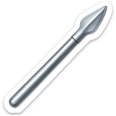 Recolor this iron spear to steel: make it slightly lighter, crisp, and shiny, keep the same shape, realistic metallic steel, emoji style, transparent background. sticker