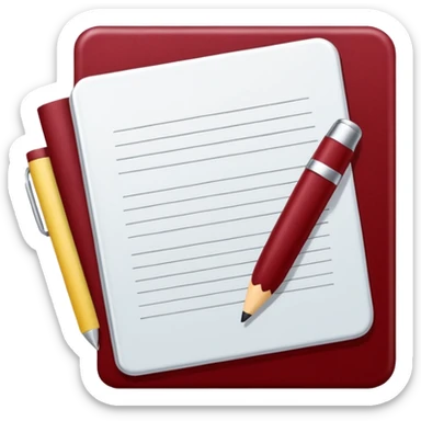 HAZ UN planificador de lista de objetivos en color vinotinto/rojo carmesí brillante, con hojas de cuaderno blancas (no agregues frutas ni nada de eso) https://imgproxy.attic.sh/insecure/f:png/plain/https://attic.sh/z0hvfdddapmiax935oa389bq0wzk  sticker