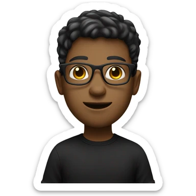 White boy with rectangle specs wearing black shirt and saying hi full body sticker