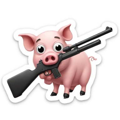 A pig with a gun  sticker