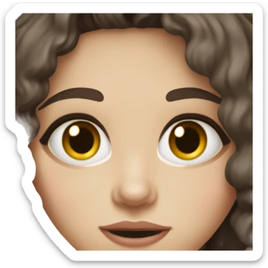 Girl, sickly pale skin, hazel eyes, super dark brown wavy hair sticker