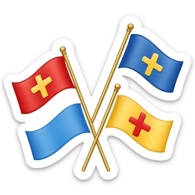 create a flag where the layout is like georgian one big cross for corner. the big cross i want is yellow and top right blue too left red bottom right red bottom left blue sticker