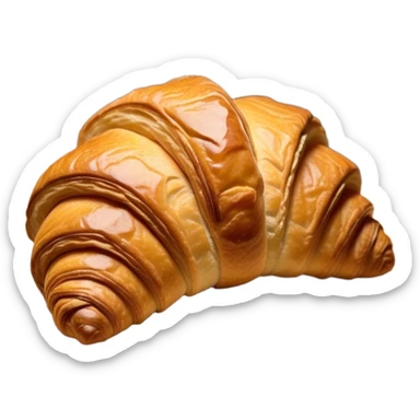 Cinematic Realistic Rustic French Croissant Pastry Emoji, depicted as a flaky, buttery crescent with delicate, layered textures and a slight, intentional char along the edges that imparts a rustic, artisanal charm. The golden, crispy exterior shows a hint of burnt nuance, rendered with warm, inviting lighting and exquisite detail to capture its time-honored, imperfect perfection. sticker