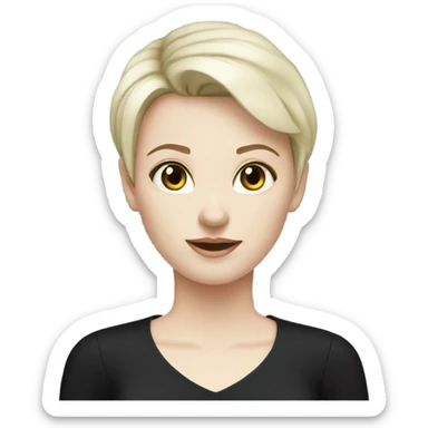 pale skin young woman with black short hair blouse sticker