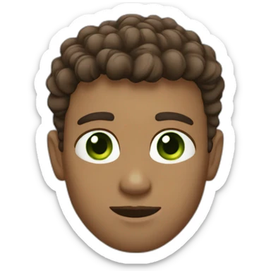 man face green eyes brown curls fade haircut sticker
