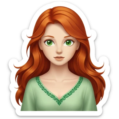 redhead with long hair and green eyes sticker