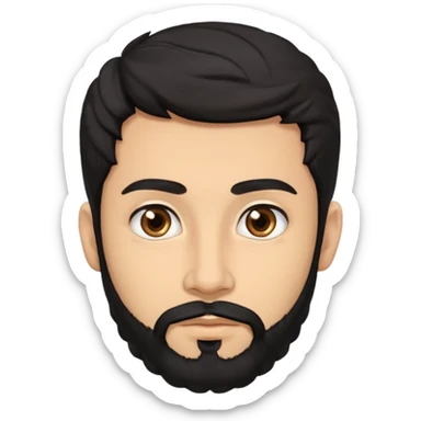 young lightskin Pakistani man with black beard wavy hair and almond shaped brown eyes and thick eyebrows sticker