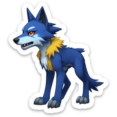 Edgy Colorful Digimon-Fakemon-Wolf full body sticker