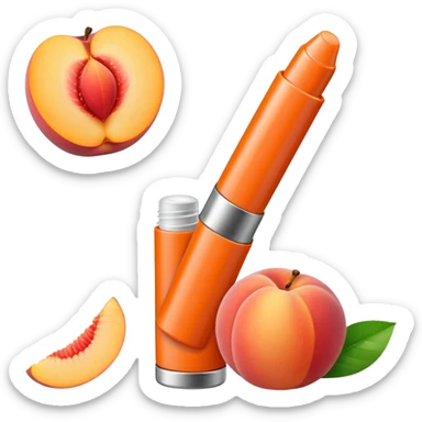 Peach-flavored, tubular lip balm sticker