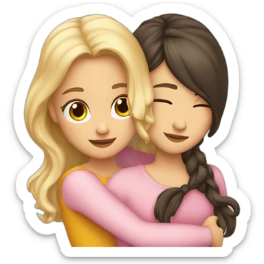 Blondy Niece and brunette aunt hugging sticker