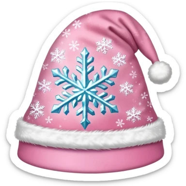 Light pink Santa hat with sparkly snowflakes sticker