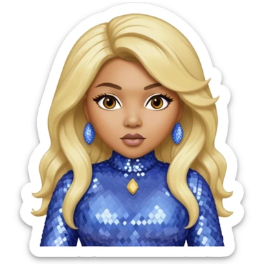 Lil Kim with blonde hair, periwinkle sequin outfit sticker