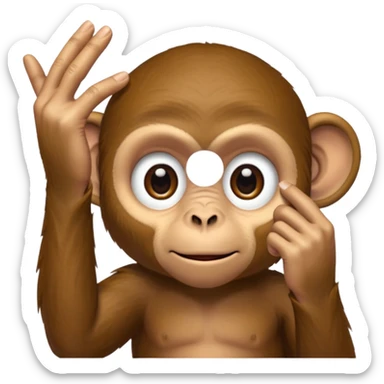 A monke.\nY , pulling the bottom of his eyelid down to make it look bigger with one finger sticker
