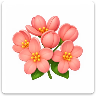3D iOS style emoji with pink flowers and green leaves sticker