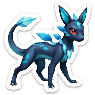 Colorful Dark Shiny Exotic Salandit-Aurorus-Glaceon-Umbreon-Fakémon-hybrid-creature (full body)  sticker