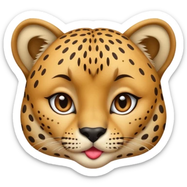 Girl cheetah giving a kiss face sticker