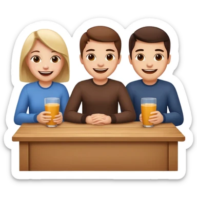 3 people sitting behind a table sticker