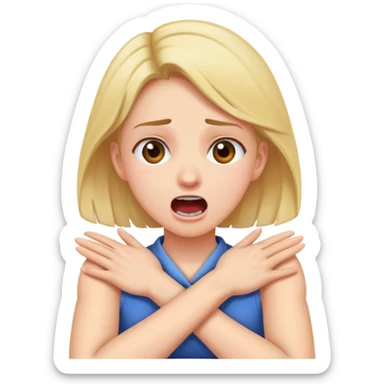 Girl with crossed arms grabbing her neck screaming  sticker