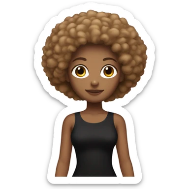 Girl with tan skin and Afro full body black bodycon dress sticker