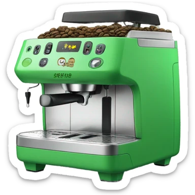 Green coffee machine with emoticons 🥹 sticker