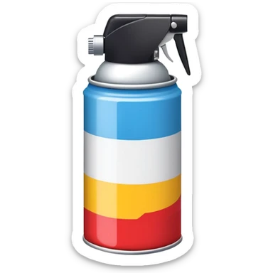 Minimalist multicolored spray paint can, clean simple design with a few distinct color blocks rather than swirls, modern and sleek sticker