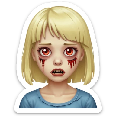Blonde zombie girl with bangs sticker