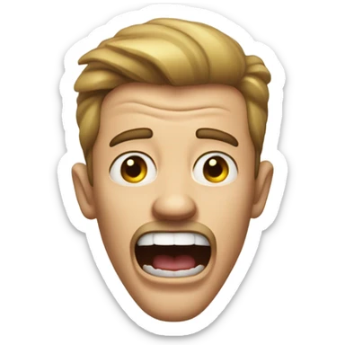 a guy opening his mouth REALLY lound kinda like the weary emoji  sticker