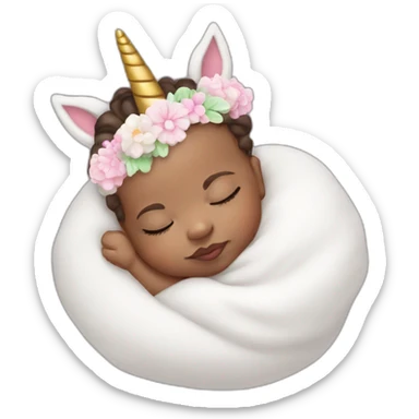 Sleeping Newborn with unicorn headband sticker