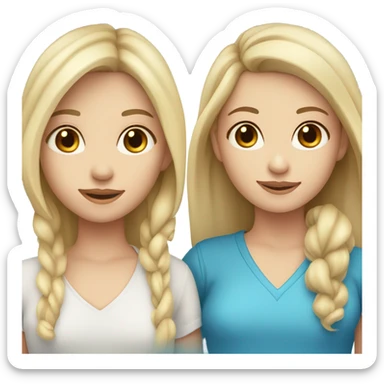 blonde girl with fair skin and blue eyes with brunette girl with fair skin and hazel eyes sticker