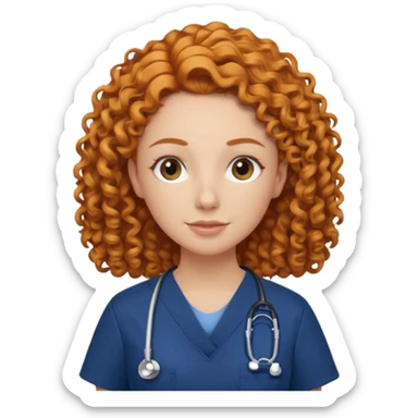 a ginger curly hair vet woman with navy blue scrub

 sticker
