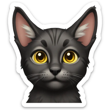 Pointed black ears like lynx sleek black furred cat full body yellow eyes  sticker