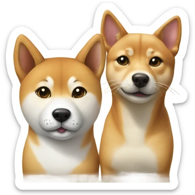 Shiba Inu and tabby cat sticker