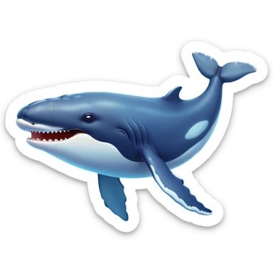 Cinematic Comical Humpback Whale Portrait Emoji, Head tilted dramatically with an exaggeratedly shocked expression, featuring a massive yet graceful body with wide, comically expressive eyes full of playful disbelief and animated pectoral fins, Simplified yet hilariously expressive features, highly detailed, glowing with a slightly sassy oceanic glow, high shine, dramatic yet playful, stylized with an air of cheeky marine mischief, soft glowing outline, capturing the essence of a meme-worthy humpback whale that looks ready to make waves with its hilariously dramatic antics! sticker