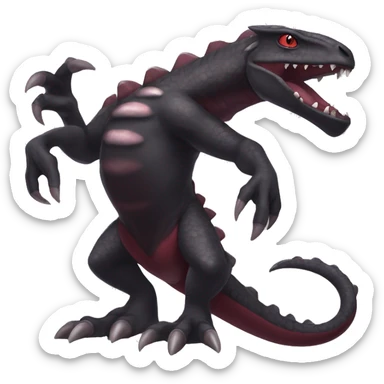 cool edgy black and maroon Dark-type nargacuga Salazzle  Salandite reptile Pokémon full body sticker