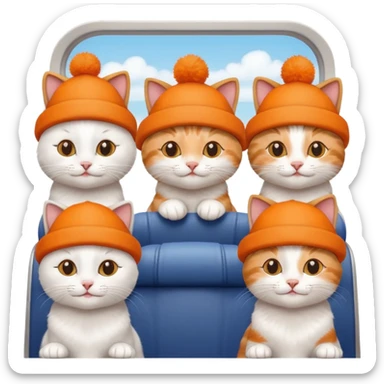 4 happy cats on an airplane sticker