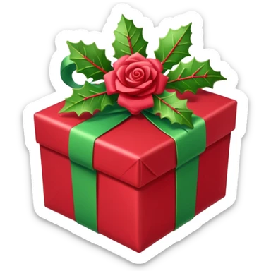 christmas gift with mistletoe magic color and peppermint rose color bow sticker